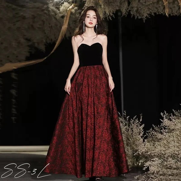 ドレス 大人 ピアノ 発表会 ロング丈 ぽっちゃり 大きいサイズ イブニングドレス 演奏会 ピアノ発表会 袖付き ワンピース Aライン ステージドレス 二次会 女子会 成人式 パーティードレス 大人