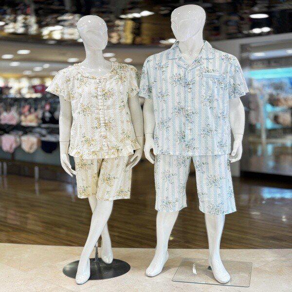 WP8861R_フラワーエンボシングコットン半袖カップルパジャマ