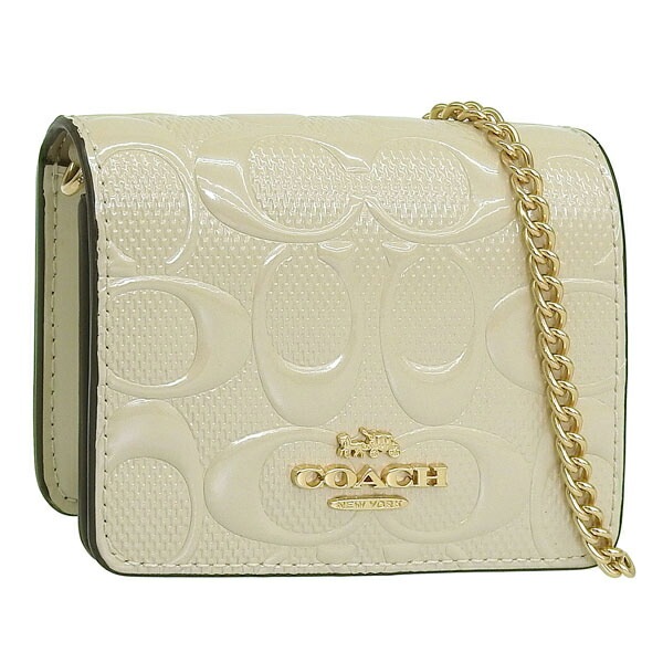 コーチ 財布 レディース ミニ財布 アウトレット チョーク ミニウォレット チェーン シグネチャー MN WLLT CHN PTNT SIG CU006IMCHK COACH