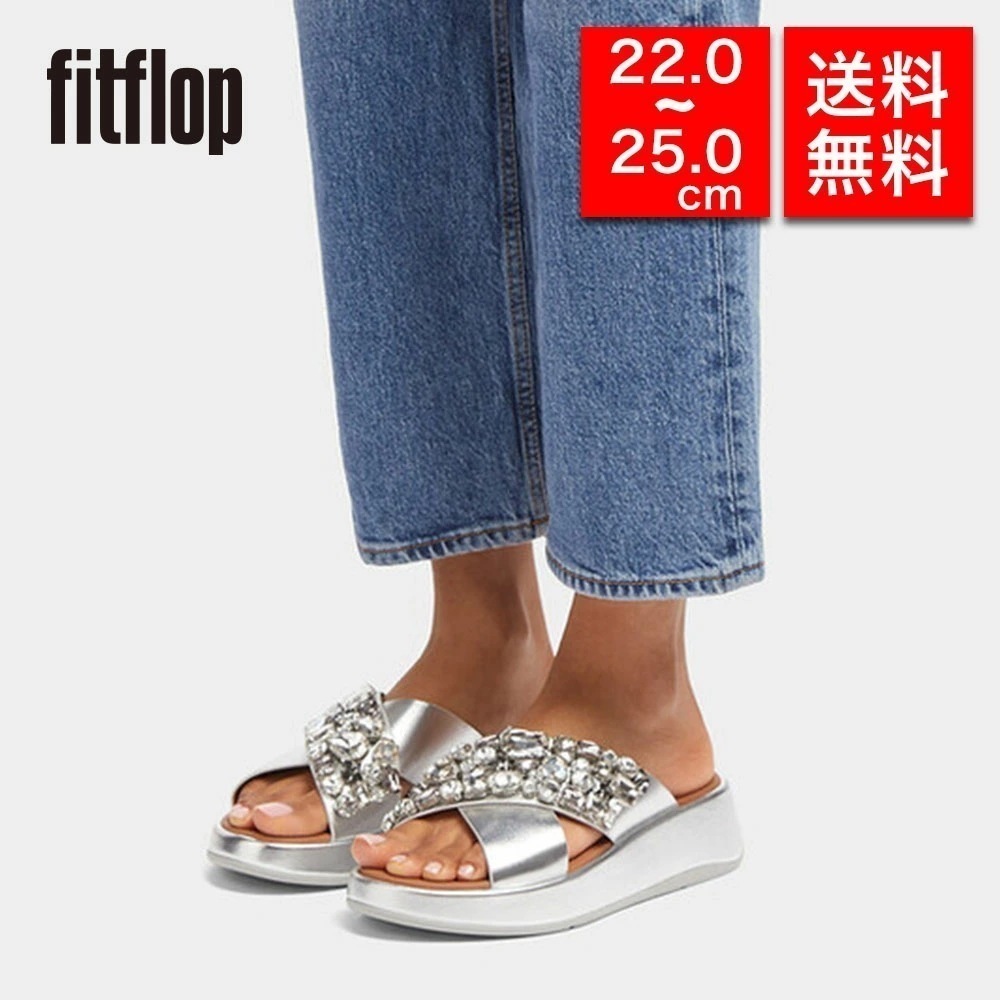 【国内正規品】レディース コンフォートサンダル スライドサンダル HK8 F-MODE JEWEL-DELUXE LEATHER FLATFORM CROSS SLIDES 体圧分散 衝撃吸収 疲れに