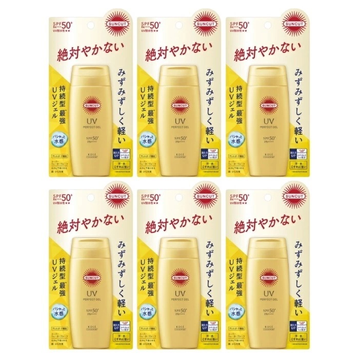 【6セット】 サンカットR パーフェクトUV ジェル 80g 日焼け止め ジェルタイプ ウォータープルーフ UV 美容液成分 コラーゲン ヒアルロン酸 ひやけ SUNCUT コーセーコスメポー