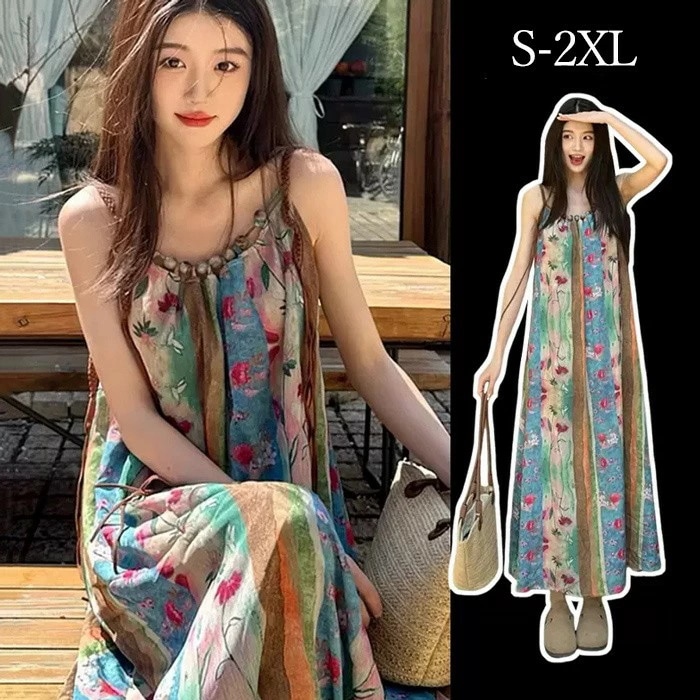キャミドレス ワンピース レディース きれいめ 上品 リゾート ビーチ フレンチ プリント サスペンダー バックシャン Aライン ハワイ 沖縄 旅行用 大人 20代 30代 40代 可愛い お洒落 花