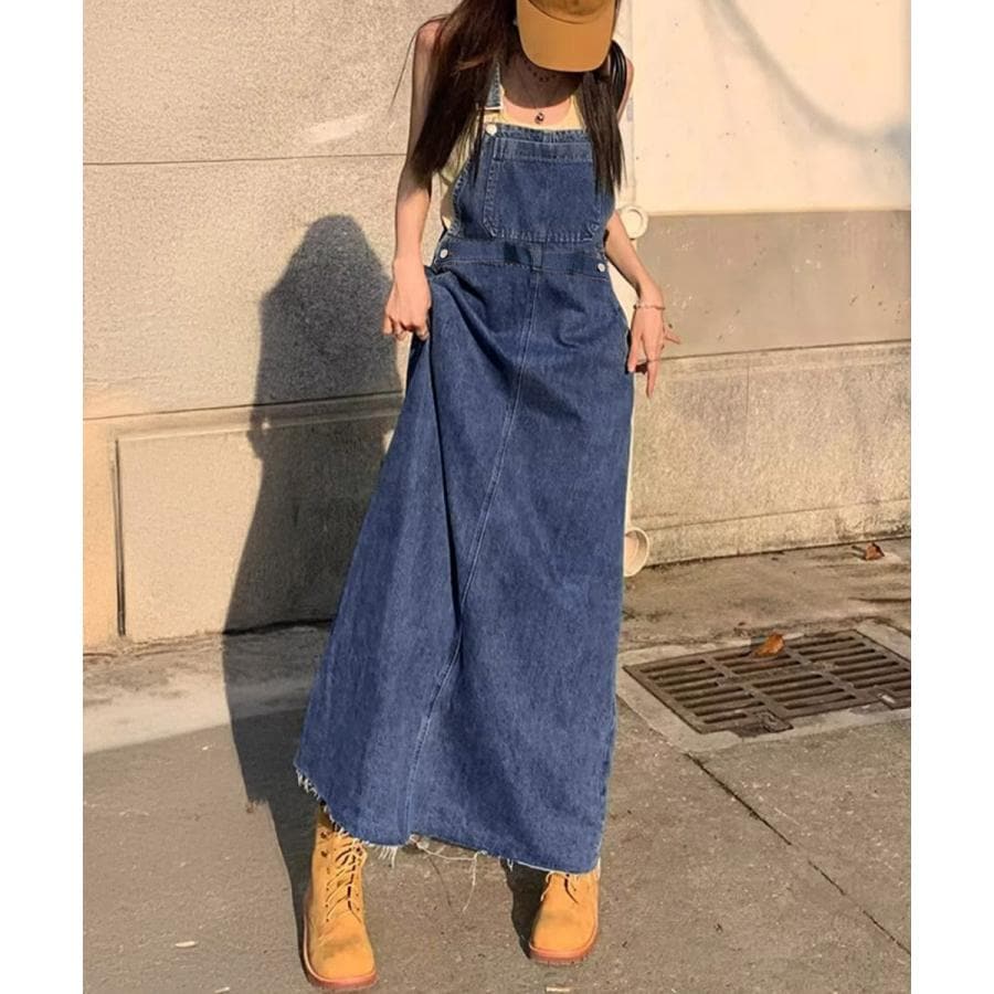 2025新品 【店長おすすめ】 サロペットスカート韓国風デニムジャンスカ 新商品プロモーション，数量限定 5,567円