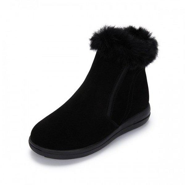 女性用カジュアルアンクルブーツ（ファー）ブラック516422615IA_YS