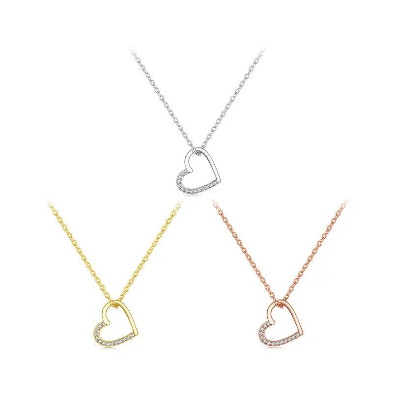 女性のための透かし彫りのハートペンダントネックレス,ピンクゴールドチェーン,バレンタインデーのギフト,セルフ製品,925スターリングシルバー - 36