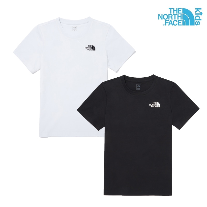 KS ALL DAY S/S R/TEE NT7UQ02 キッズ Tシャツ 半袖 丸襟 クルーネック Uネック 男の子 女の子 シンプル ベーシック 韓国 男女兼用 黒 白 ブラック ホワイト 人気