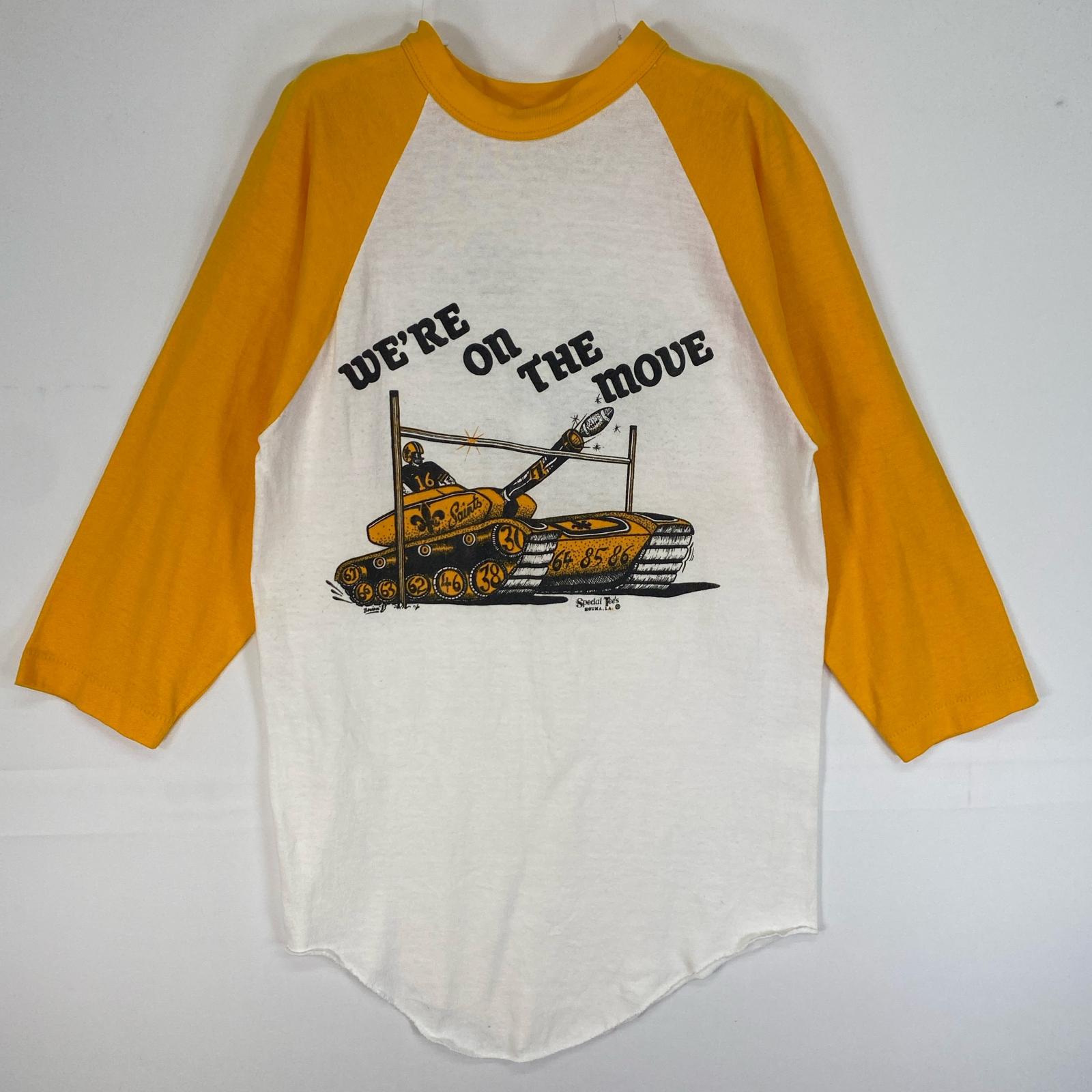 古着 70s/70年代 ヴィンテージ SPORTS WEAR 長袖Tシャツ ラグラン　50/50 アメフト　USA製 両面　プリント M ホワイト系 ツートン メンズ