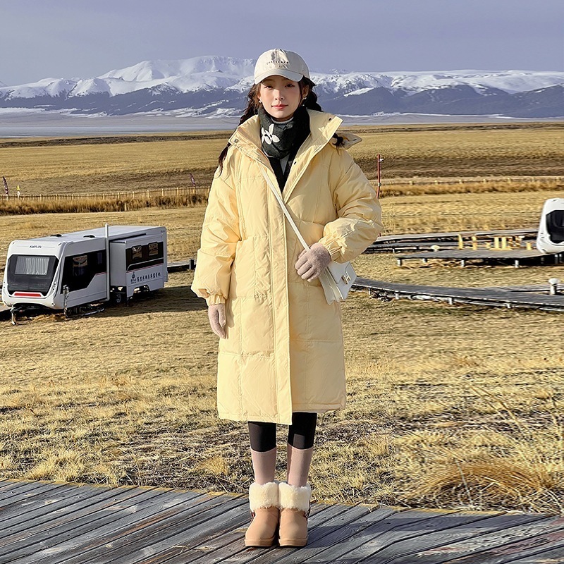 アウターダウンジャケットコート韓国版はデザイン感がゆったりしている 取り外し可能 流行り 厚手ジャケット セミロング ロング フード付き 百掛け レトロ 快適 冬新作日系ダウンコットンジャケット