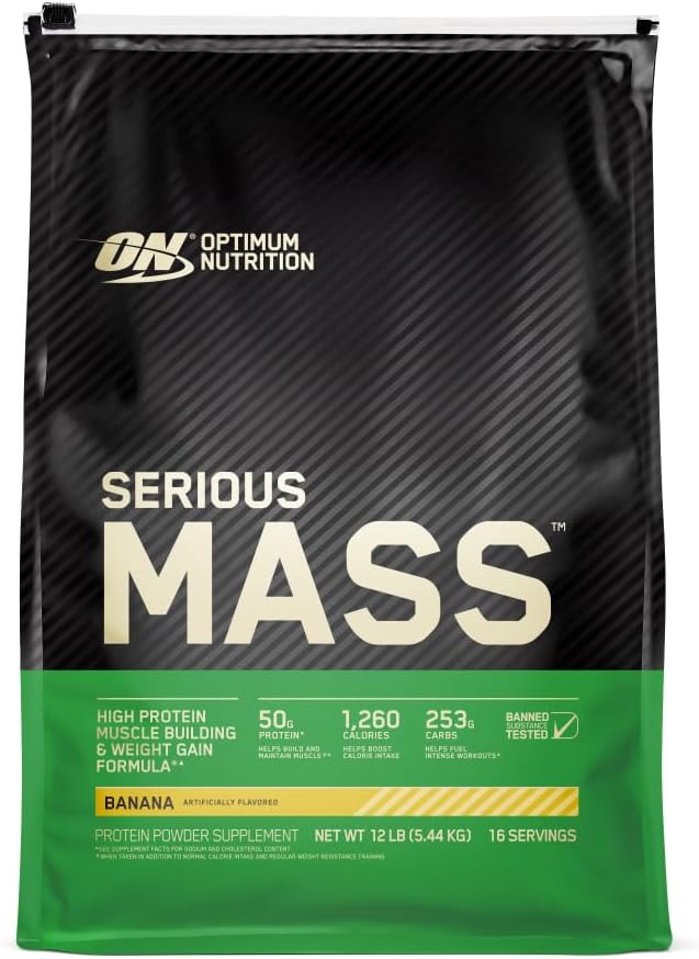 Optimum Nutrition Serious Mass Weight Gainer Protein Powder 12 Pound