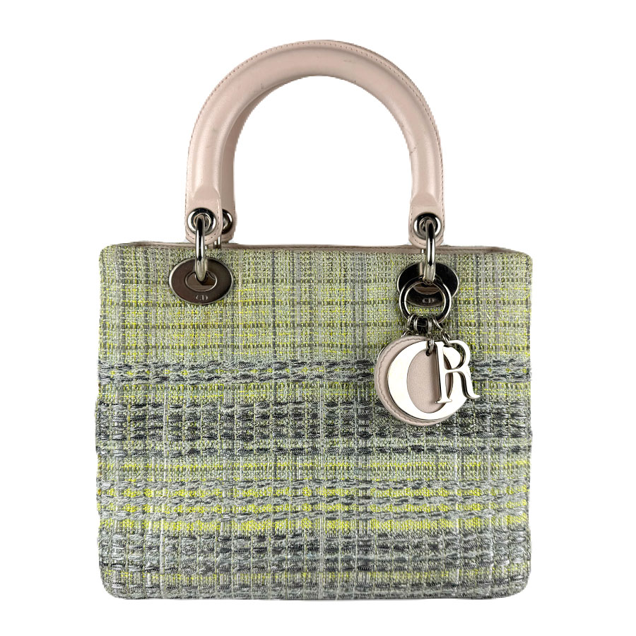 クリスチャンディオール Christian Dior ハンドバッグ ショルダーバッグ レディディオール ツイード/レザー グリーン/ピンクベージュ レディース z8007