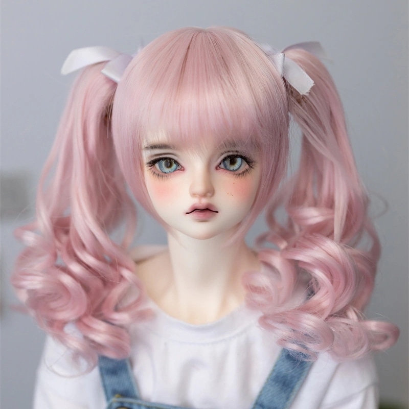 ドールウィッグ bjd ツインテール パーマ 6色展開 高温糸 可愛い SD/MSDサイズ人形用ウィッグ