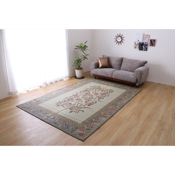 1030240010302 い草 畳 自然素材 カーペット ラグ インテリア 夏用 節電 無地 涼しい エレガンス柄 和モダン柄 アジア系柄 花 立体感 江戸間3畳 約174×261cm メーカー直送