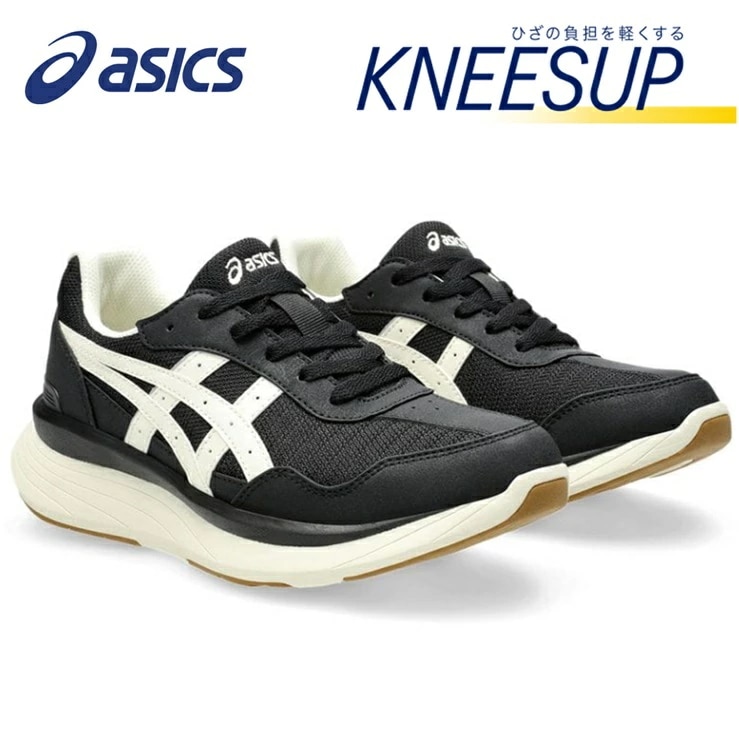 ニーズアップ ウォーキングシューズ レディース KNEESUP 1242A019-001 ブラック/オフホワイト 幅広 3E ワイド ひざに優しい O脚 ひざ関節 紳士靴 歩きやすい