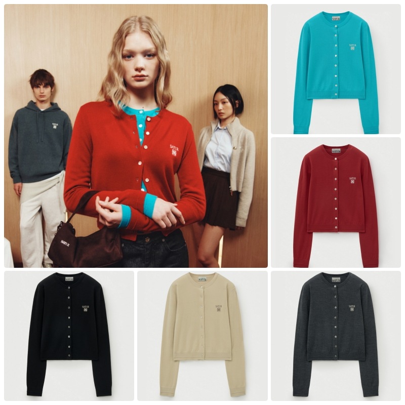 【SATUR】[RIIZEs Pick] 25FW (W)LOREN BASIC CREW NECK FINE CARDIGAN : 5COLORS
