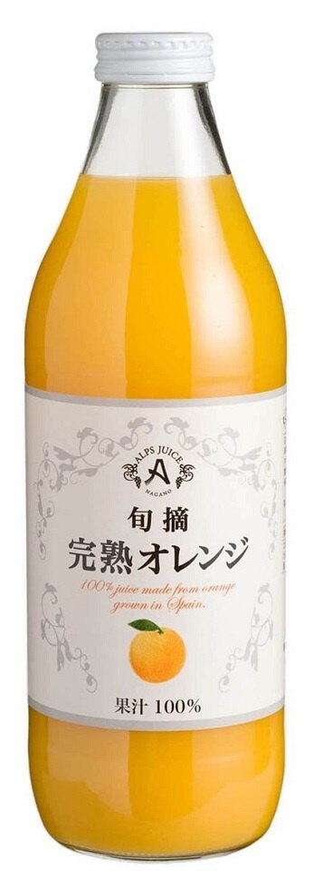1ケース単位アルプスジュース旬摘完熟オレンジ1Ｌ瓶1ケース（12本入り）（日本長野県塩尻市）