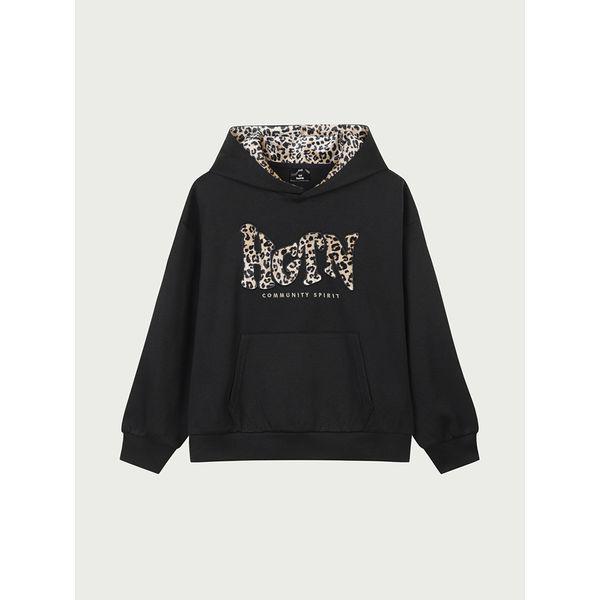ティーンズ 女の子 ダブルフェイス レオパード フード付きTシャツ 100 14560 131 206 07 _P415858476