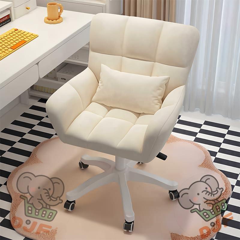 オフィスチェア かわいい椅子 キャスター付き 360回転 腰クッション付き ふわふわ ベロア 高さ調節自由 学習 勉強 在宅ワーク 組立簡単 説明書付き