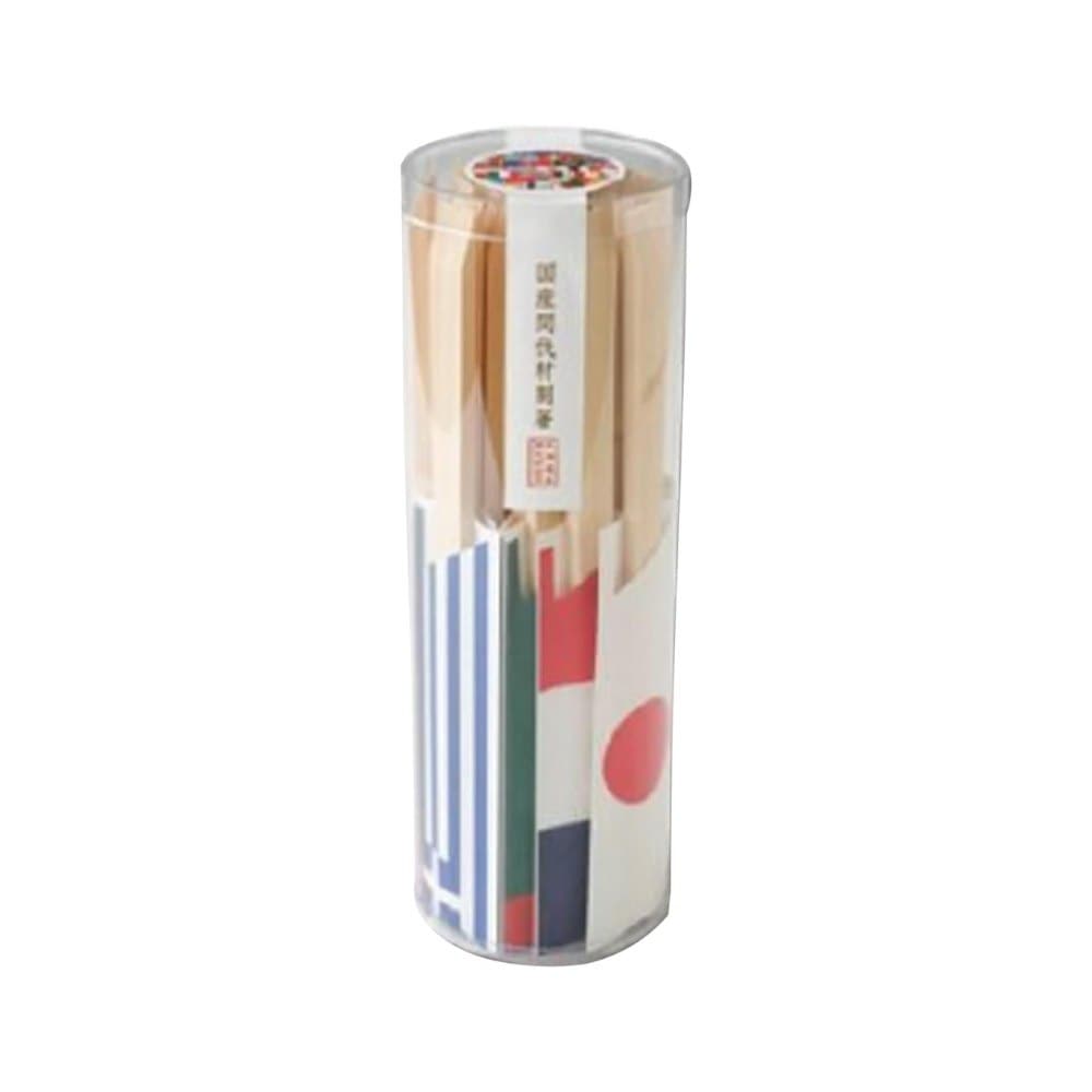 溝端紙工印刷　筒入り割箸　国旗　25膳×20個（500膳）【メーカー直送・代引き不可・時間指定不可・沖縄離島不可】