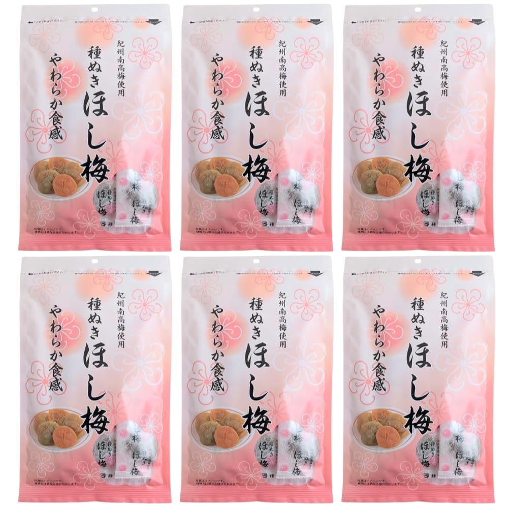 マルチョウフーズ 種ぬき ほし梅 80g 干し梅 紀州南高梅使用 やわらか食感 無選別規格 (６個セット, ほし梅80g)