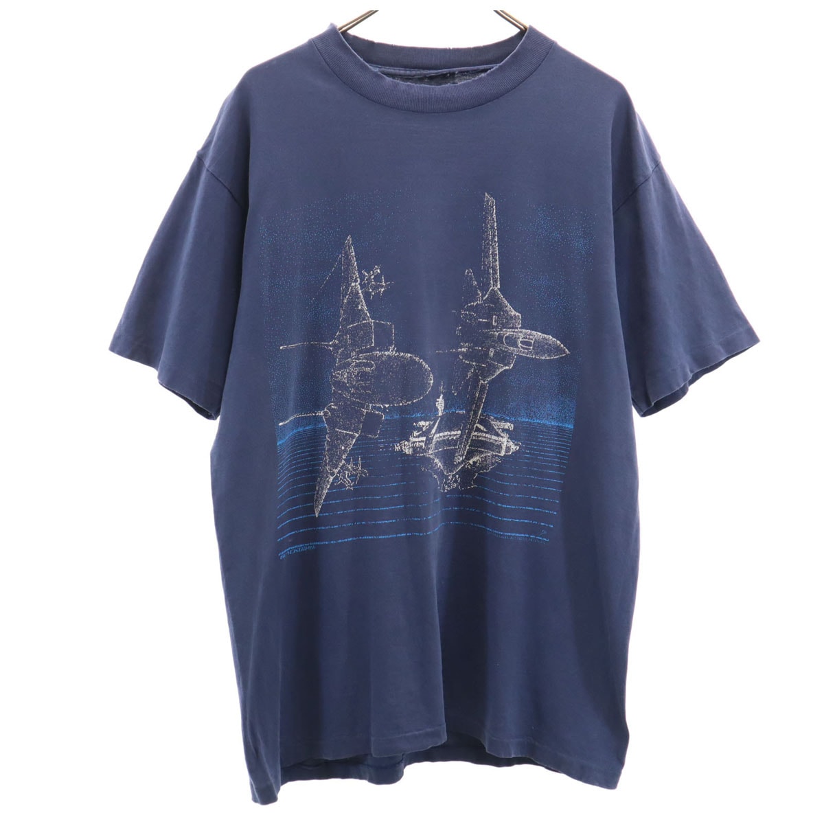 VINTAGE ヴィンテージ 80s F14 BLACKBIRD トムキャット 戦闘機 半袖 両面プリント Tシャツ ネイビー シングルステッチ メンズ 古着