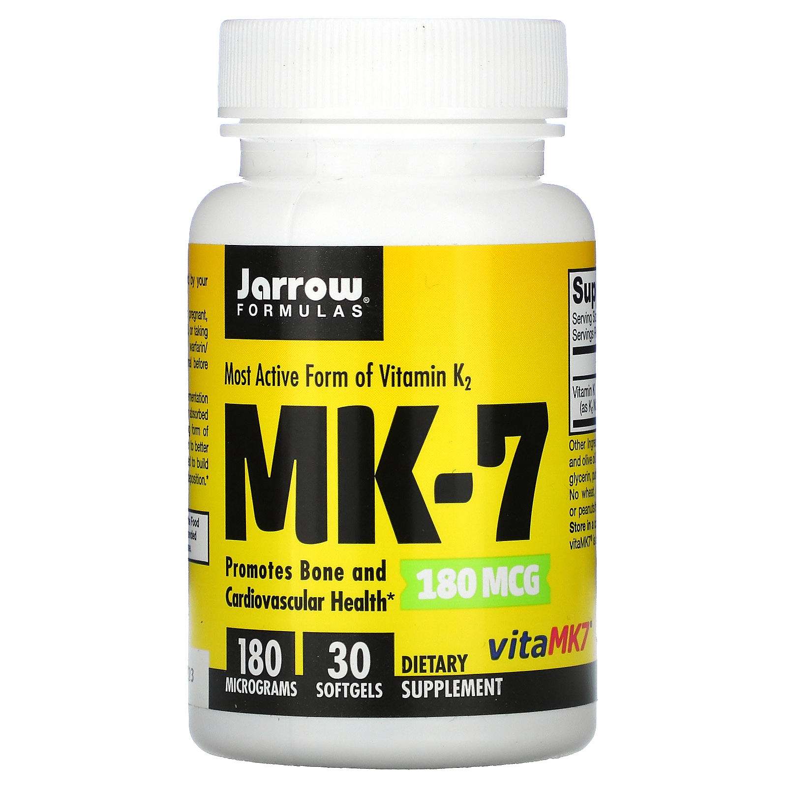 Jarrow 日本全国送料無料 Formulas 定価の88％ＯＦＦ MK-7有用なビタミンK2180mcgソフトジェル30粒