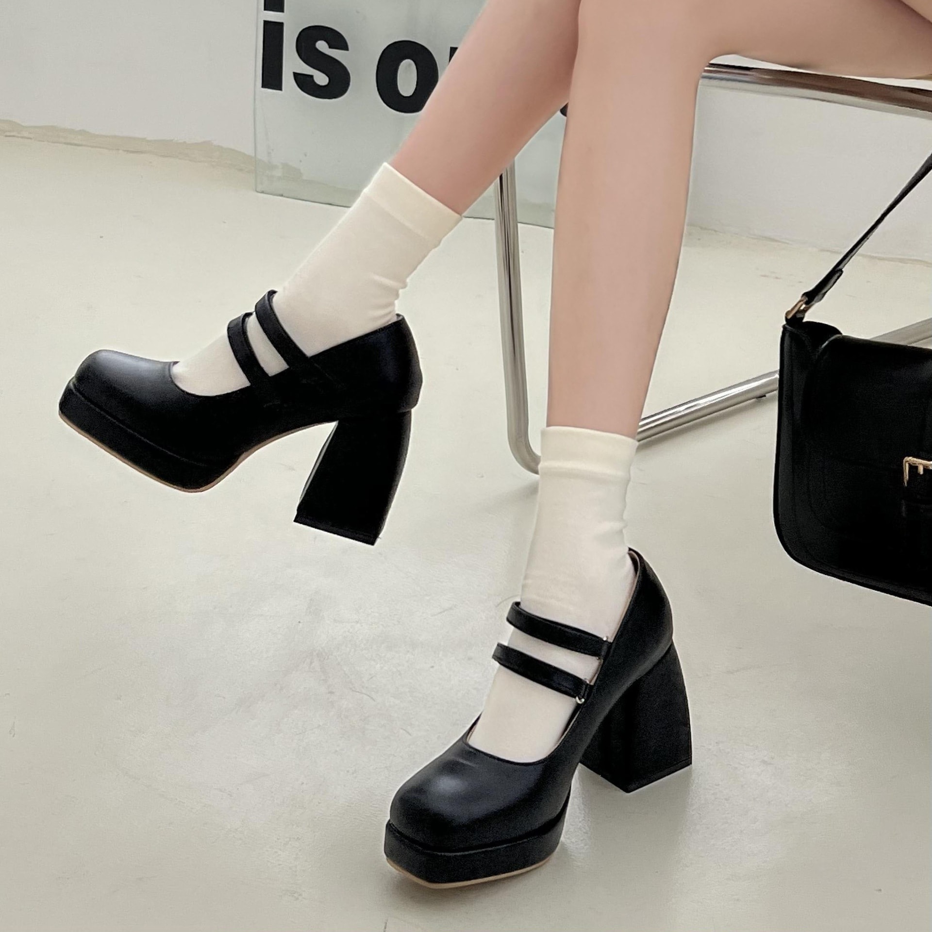 パンプス メリージェーンシューズ ワンストラップ 厚底シューズ 厚底靴 身長アップ ハイヒール パンプス太ヒール 百掛け 快適 おしゃれ ヒール パンプス 靴