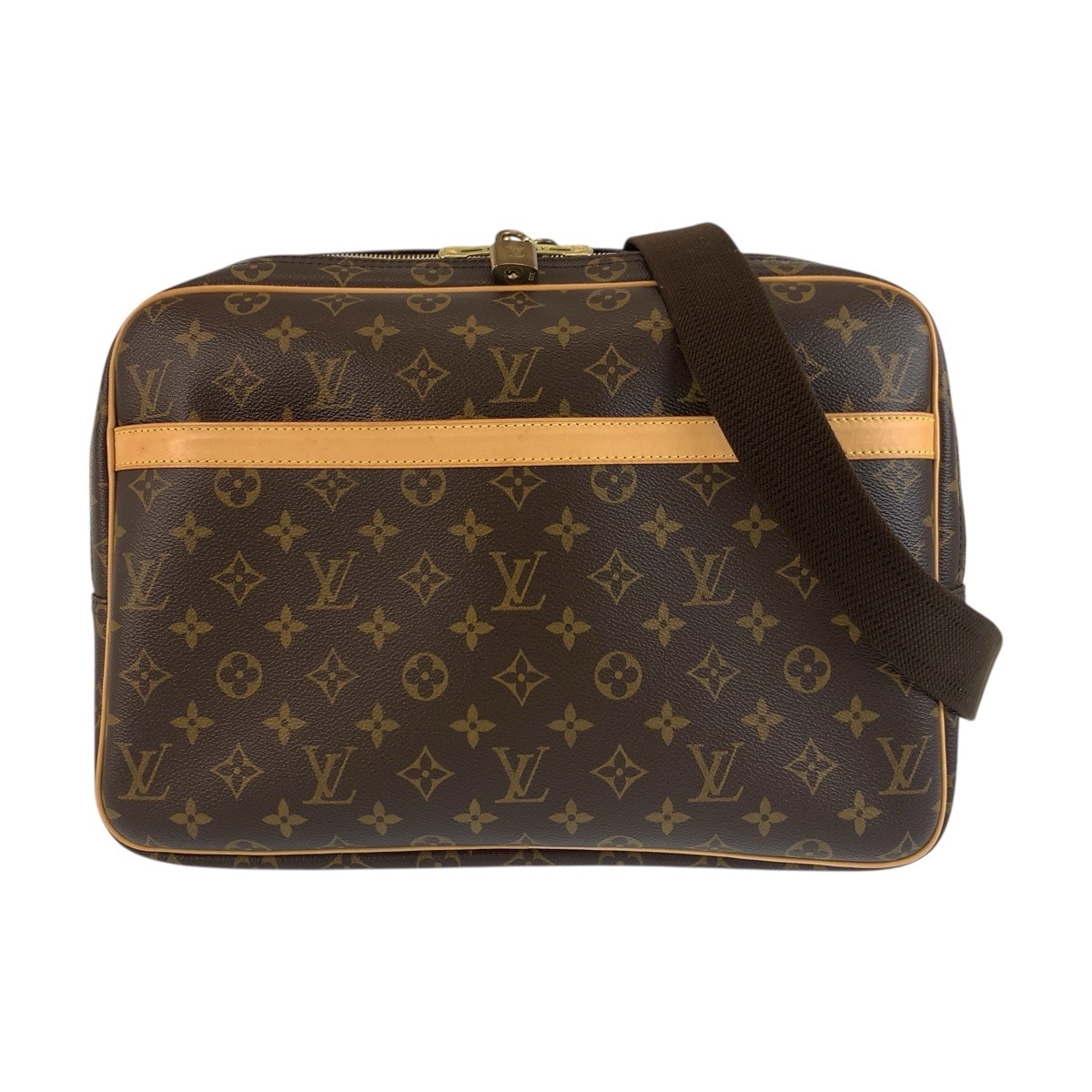 美品 モノグラム リポーターGM ブラウン ゴールド金具 PVC M45252 ショルダーバッグ メッセンジャーバッグ メンズ 503966