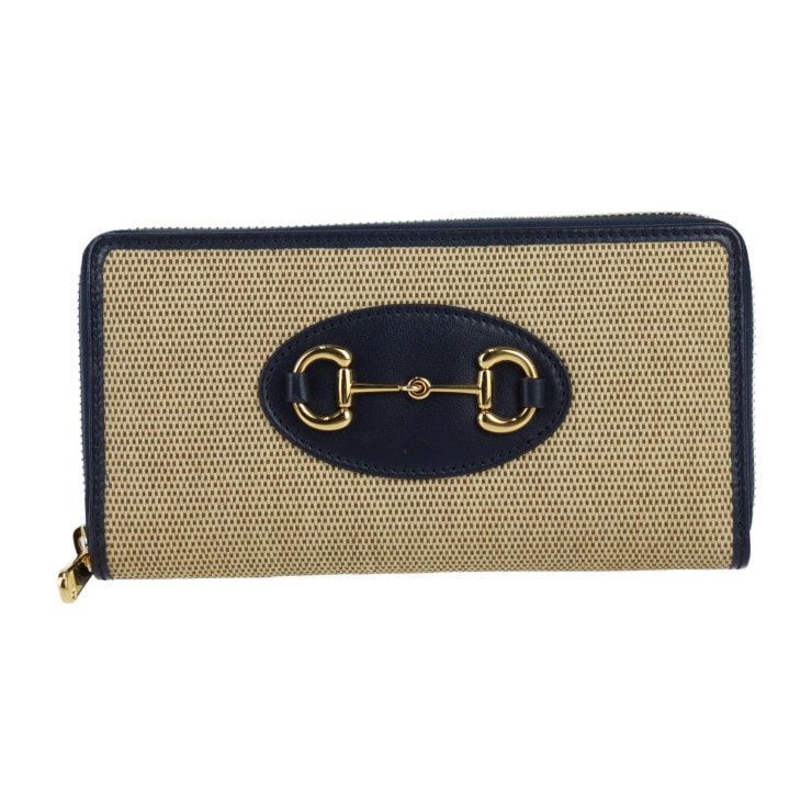 新古未使用展示品 GUCCI グッチ 長財布 621889 ホースビット 1955 ヴィンテージキャンバス レザー ベージュ系 ブラック ラウンドジップ 2020年 日本限定モデル 本物保証 中古長財布