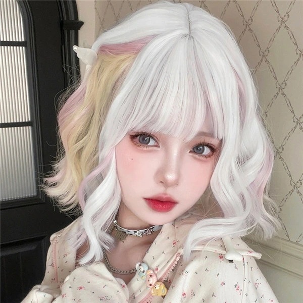 【品質良い 大好評中】ウィッグ 巻き髪 インナーカラー 自然 通気 前髪 wig ミディアム 自然 ストレートカツラ フルウィッグ レイヤー レディース かつら 女性 ネット付き レディース コスチュ