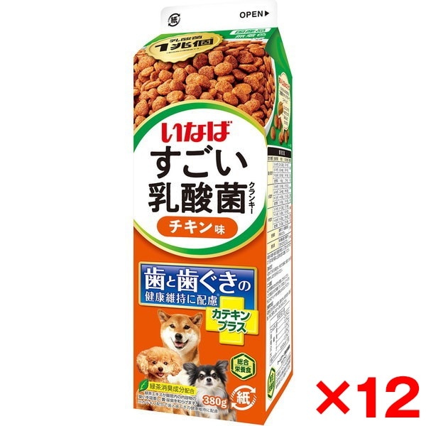 12個セット いなば すごい乳酸菌クランキー牛乳パック チキン味 380g