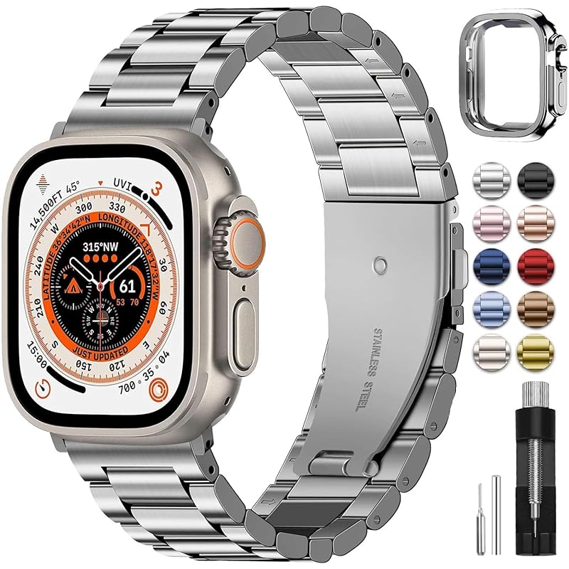 Apple Watch バンド 49mm ベルト ステンレスコンパチブル iwatchバンド アップルウォッチ バンドApple Watch Series Ultra/Ultra2に対応 保護ケース