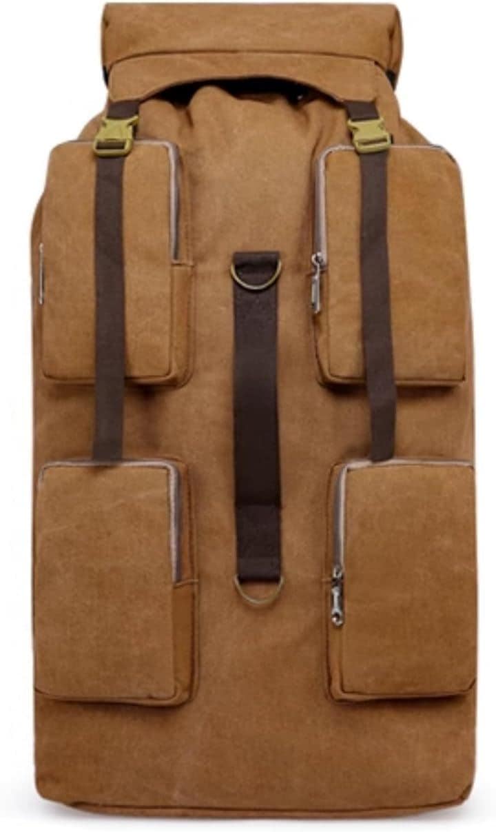 ダッフルバッグ 110L バックパック 大型ザック ミリタリー メンズ リュックサック アウトドア 鞄( ブラウン)