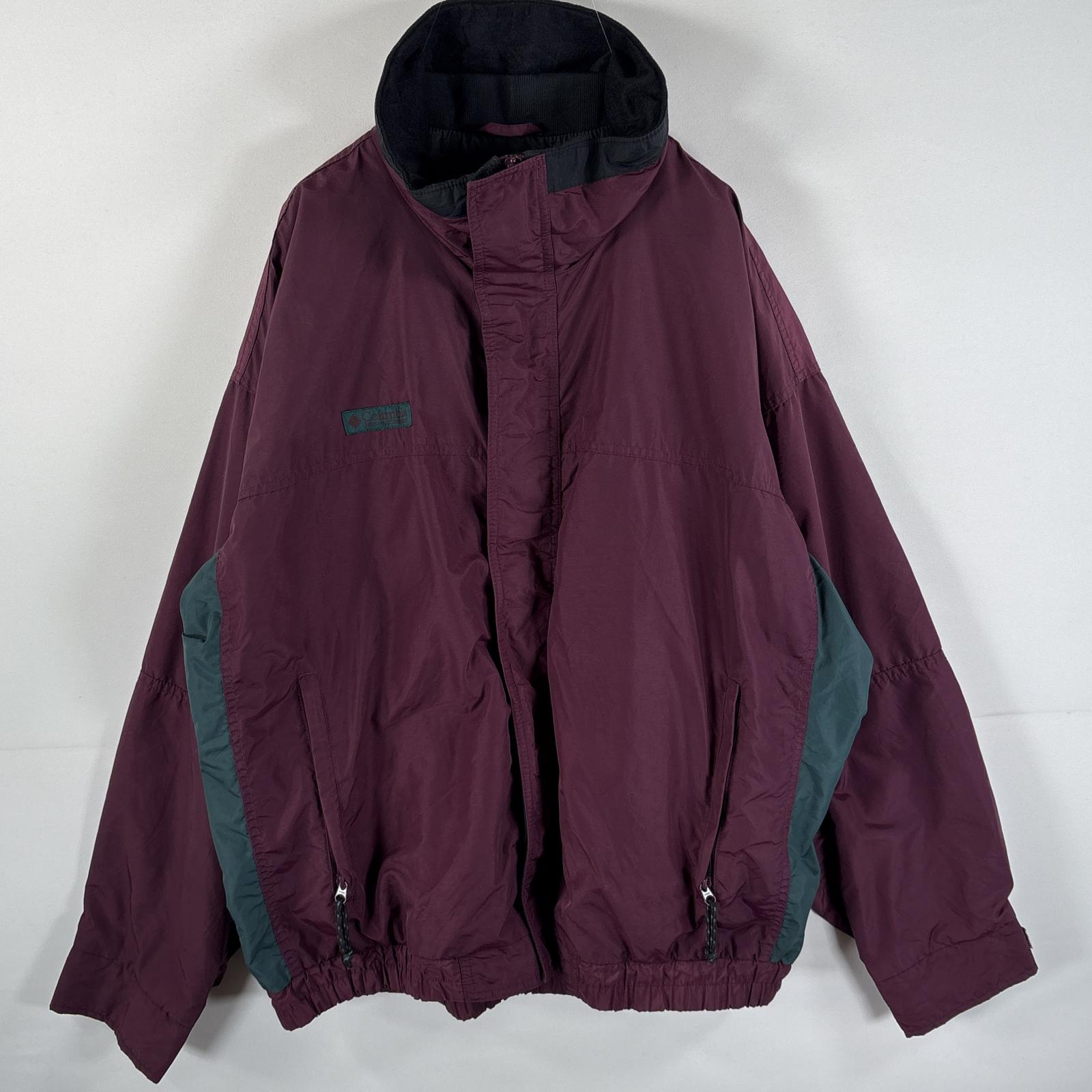 古着 90s/90年代 ナイロンジャケット バガブー ワンポイントロゴ フルジップ L パープル系 マルチカラー メンズ