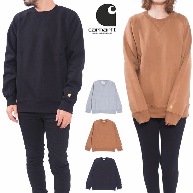 カーハート WIP トレーナー 裏起毛 S M L XL LL 2Lサイズ 長袖 メンズ レディース グレー ブラック ブラウン EUモデル スェットシャツ ワークインプログレス シンプル Carh