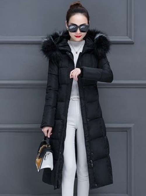 5230.ファーフード付きダウンコート（ブラック）2019 春夏 sale 春夏 sale アウター ジャケット 美ライン おしゃれ きれいめ オフィス ビジネス お出かけ パーティー 女子会 普段使