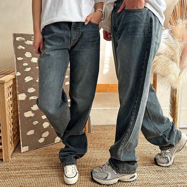 男女共用 ソルト ウォッシング セミワイド デニム パンツ UJ-JEA-8076