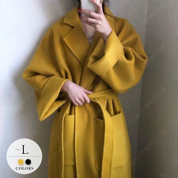 ウールコート コート ロング 冬 暖かい レディース 大きいサイズ アウター 長袖 ビッグシルエット ポケット サイドスリット ワンカラー 合わせやすい デイリー-45 5,514円