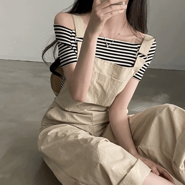 かさかさ サスペンダー ジャンプスーツ - jumpsuit