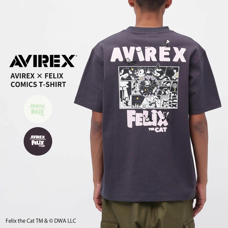 アヴィレックス×フィリックス メンズ キャラクターTシャツ コミック柄 半袖Tシャツ 783-5134036