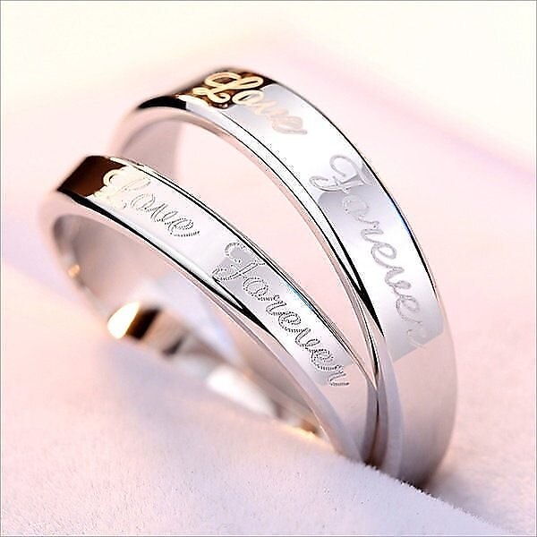 指輪 メンズ レディース シンプル FOREVER LOVE シルバー925 プラチナ仕上げ 男女兼用 ペアリング 人気 結婚指輪 プレゼント