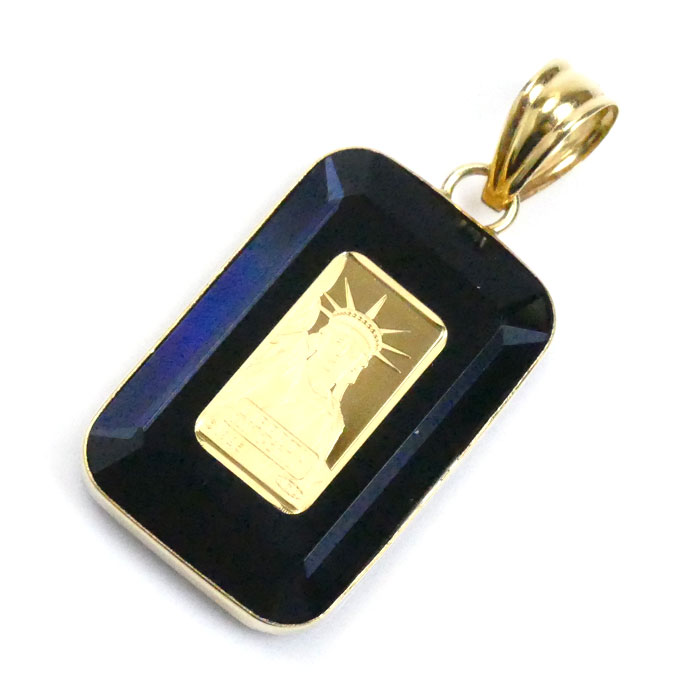 K18YG イエローゴールド インゴット 1g ペンダントトップ 8.9g 両面ガラス ユニセックス 中古