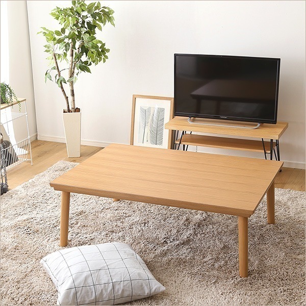 通年使える 木目調こたつ カーボンフラットヒーター付 105cm×75cm幅 長方形 単品