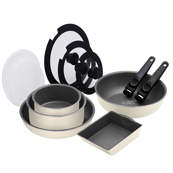 フライパンセット DCI-T12S アイボリー ダイヤモンドコートパン IH 12点セット メーカー直送