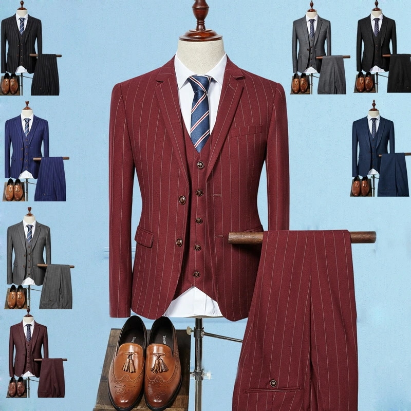 【S~4XL 】スーツ メンズ フォーマル スーツ ベスト追加可 男性用背広 長袖 ビジネススーツ 縦縞 ジャケットスーツ 1ツボタン スリムミニマリスト 大きいサイズ 男性用 リクルートスーツ 卒業