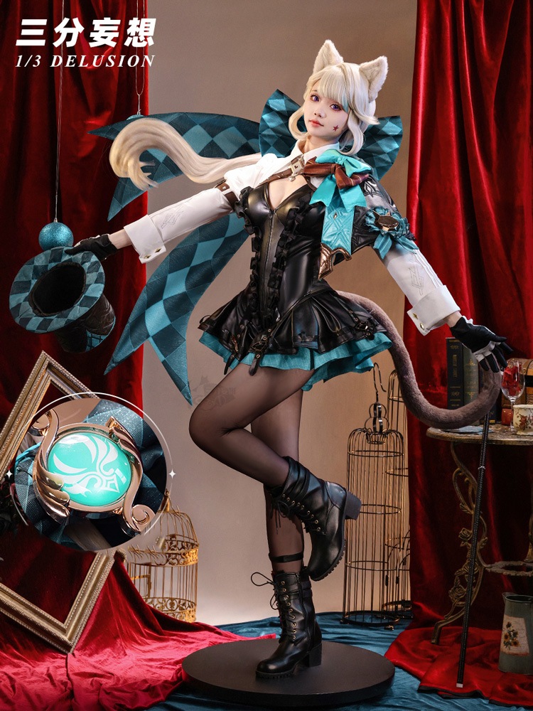 【三分妄想13Delusion】原神 Genshin フォンテーヌ リネット-Lynette コスプレ衣装ウィッグ靴 コスチューム144