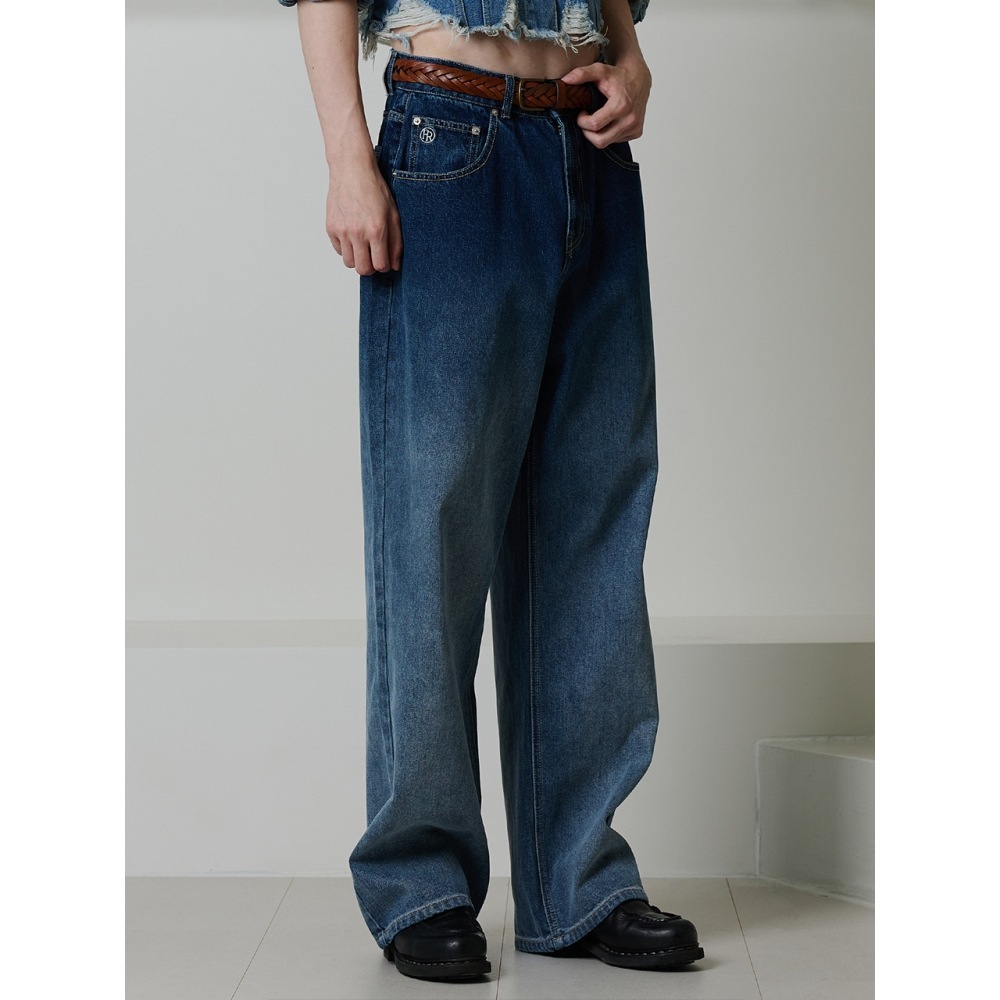 FREI FR ロゴワイドデニムパンツ (ブルー)