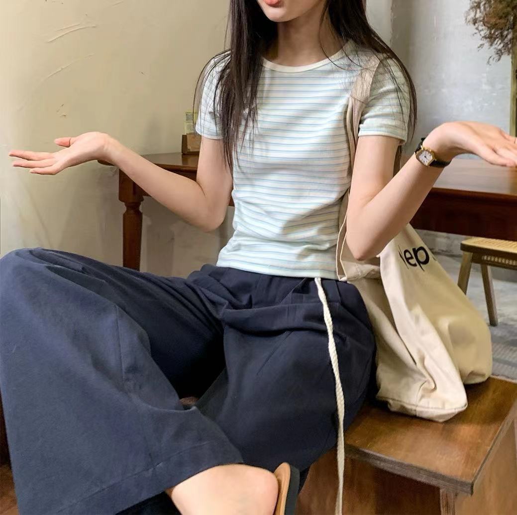 韓国ファッション かわいい tシャツ レディース 着痩せカジュアル 百掛け Tシャツ