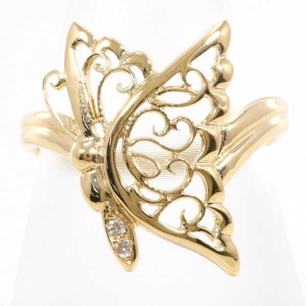 K18 18金 YG イエローゴールド リング 指輪 11号 ダイヤ 0.01 ジュエリー 中古