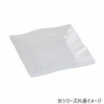 福井クラフト　メラミン35cm筋彫角盛皿ホワイト 51022480