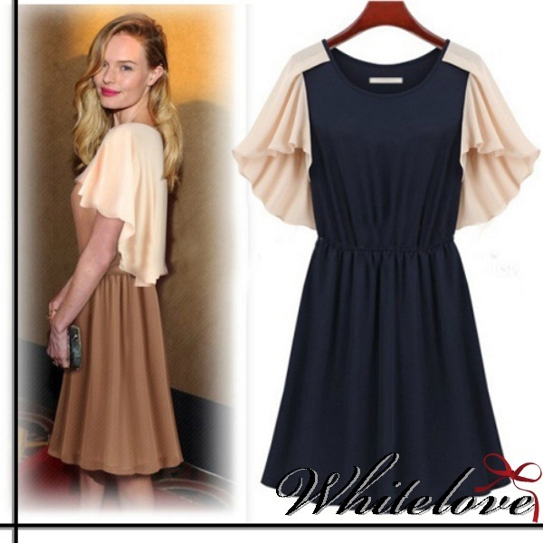 ワンピース ２色 膝丈 ワンピ バイカラー 10代 20代 30代 40代 同窓会 食事会 入学式 卒業式 入園式 卒園式 参観日 発表会 演奏会 ドレス 衣装 服装 服 春 夏 秋 お出かけ デートその他 ワンピース・ドレス